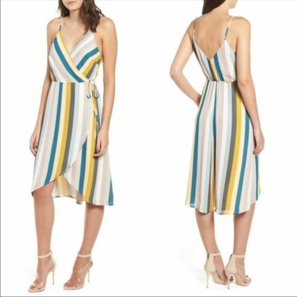 Leith | Stripped Multiple Colors Strap Wrap Dress - image 1